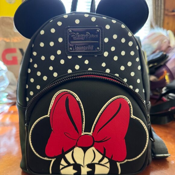 disney brand mini backpack Minnie Mouse - 10" Canvas Disney Minnie Backpack Purse Shoulder Bag stockings hung over a fire Disney Mini Backpack - Hot